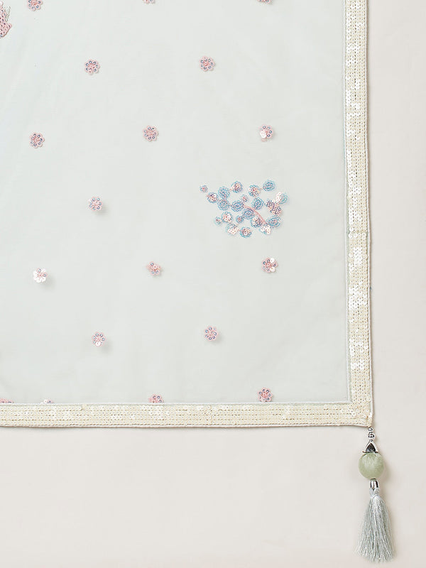 Sky Blue Soft Net Lehenga Choli with Thread & Sequin Embroidery ClothsVilla