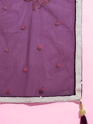 Wine Soft Net Lehenga Choli with Thread & Sequin Embroidery ClothsVilla