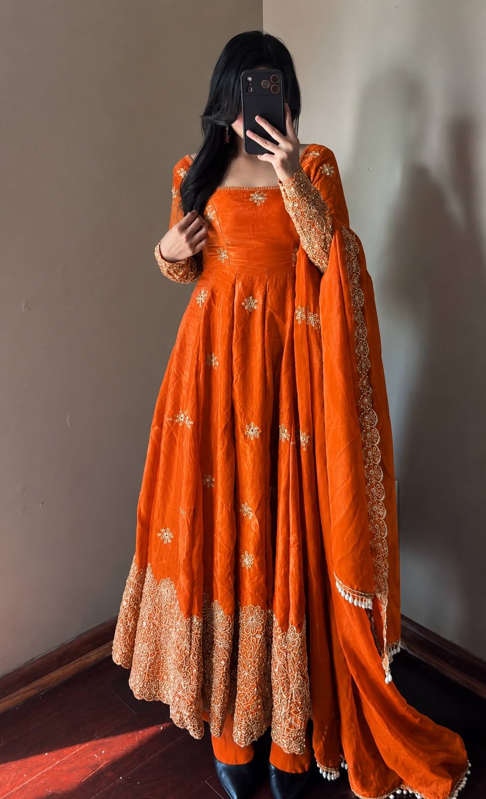 CANDY CRUSH Fendy Silk Sequin Embroidered Gown Pant Dupatta Set ClothsVilla