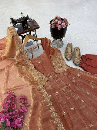 CANDY CRUSH Fendy Silk Sequin Embroidered Gown Pant Dupatta Set ClothsVilla