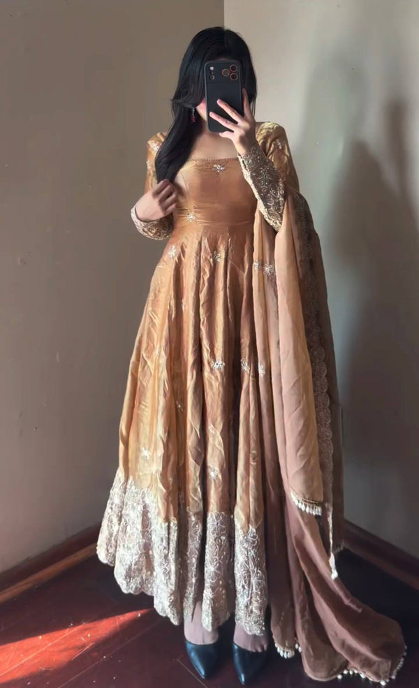 CANDY CRUSH Fendy Silk Sequin Embroidered Gown Pant Dupatta Set ClothsVilla