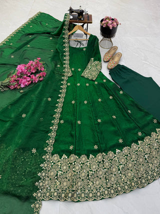 CANDY CRUSH Fendy Silk Sequin Embroidered Gown Pant Dupatta Set – 9 Colours ClothsVilla