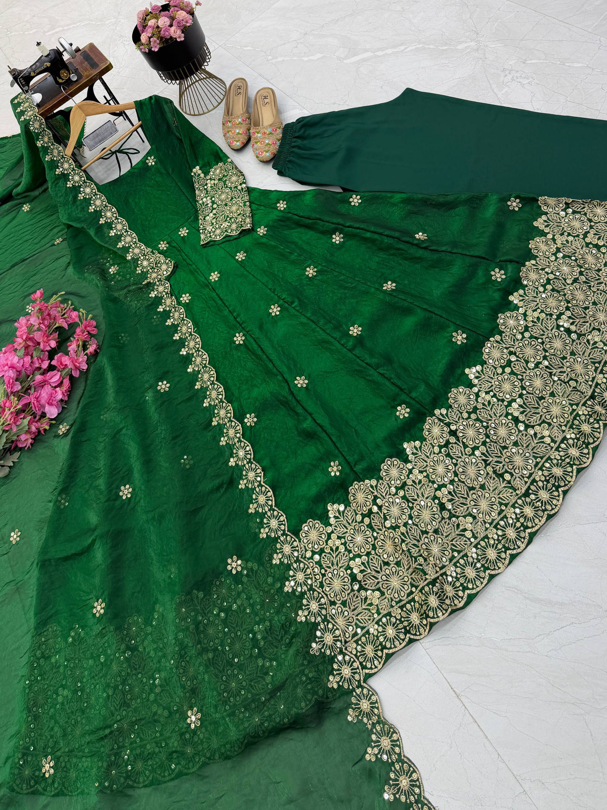 CANDY CRUSH Fendy Silk Sequin Embroidered Gown Pant Dupatta Set – 9 Colours ClothsVilla