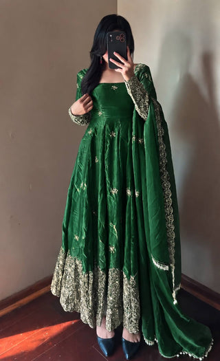 CANDY CRUSH Fendy Silk Sequin Embroidered Gown Pant Dupatta Set – 9 Colours ClothsVilla