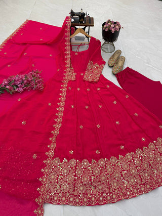 CANDY CRUSH Fendy Silk Sequin Embroidered Gown Pant Dupatta Set – 9 Colours ClothsVilla