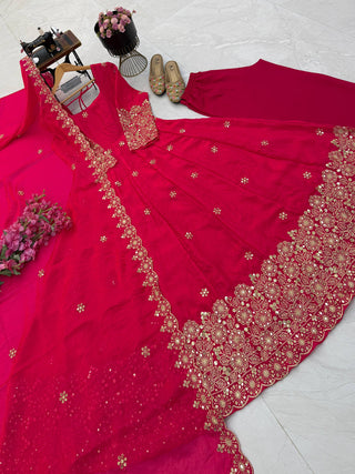 CANDY CRUSH Fendy Silk Sequin Embroidered Gown Pant Dupatta Set – 9 Colours ClothsVilla