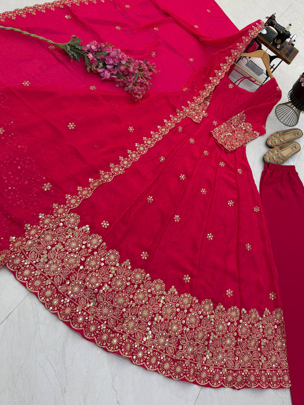 CANDY CRUSH Fendy Silk Sequin Embroidered Gown Pant Dupatta Set – 9 Colours ClothsVilla