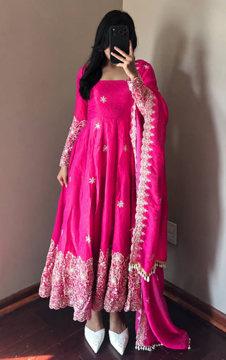 CANDY CRUSH Fendy Silk Sequin Embroidered Gown Pant Dupatta Set ClothsVilla