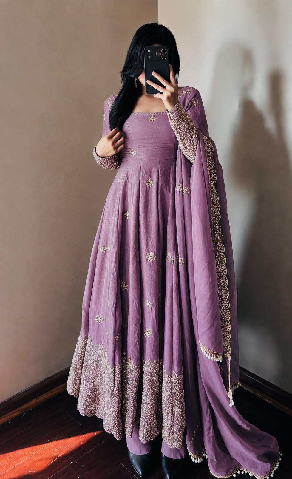 CANDY CRUSH Fendy Silk Sequin Embroidered Gown Pant Dupatta Set ClothsVilla