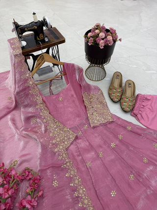 CANDY CRUSH Fendy Silk Sequin Embroidered Gown Pant Dupatta Set ClothsVilla