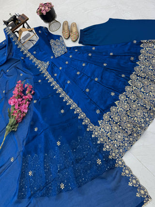CANDY CRUSH Fendy Silk Sequin Embroidered Gown Pant Dupatta Set ClothsVilla