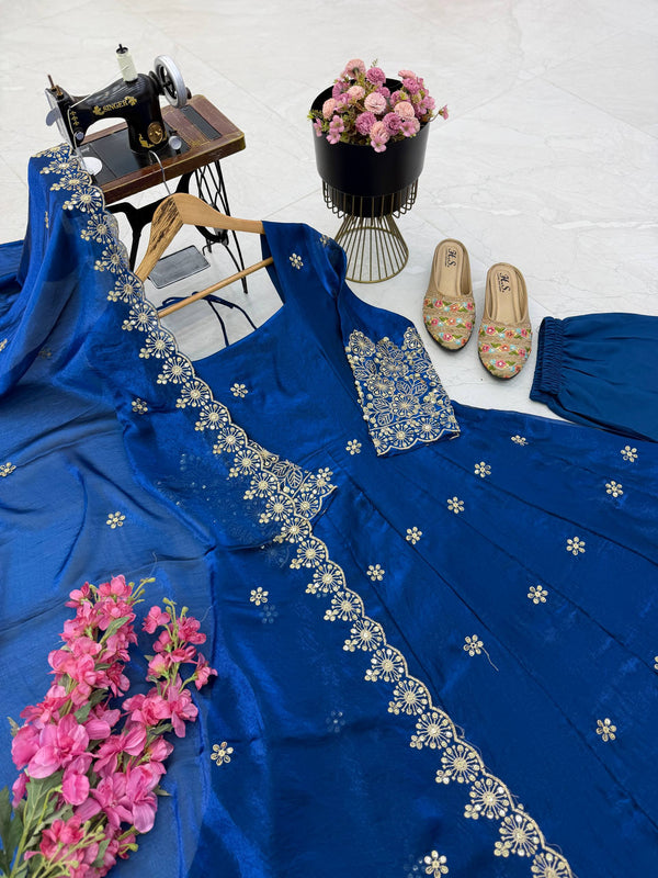 CANDY CRUSH Fendy Silk Sequin Embroidered Gown Pant Dupatta Set ClothsVilla