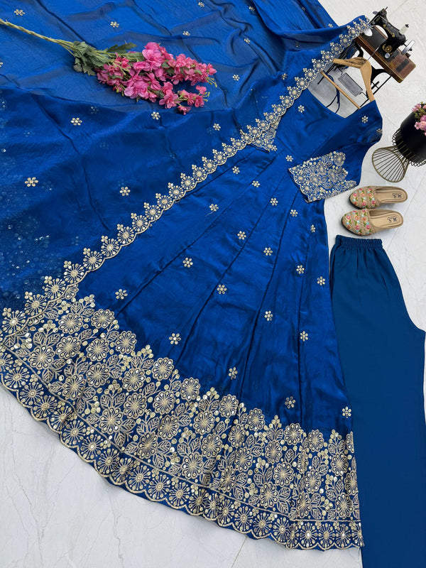 CANDY CRUSH Fendy Silk Sequin Embroidered Gown Pant Dupatta Set ClothsVilla