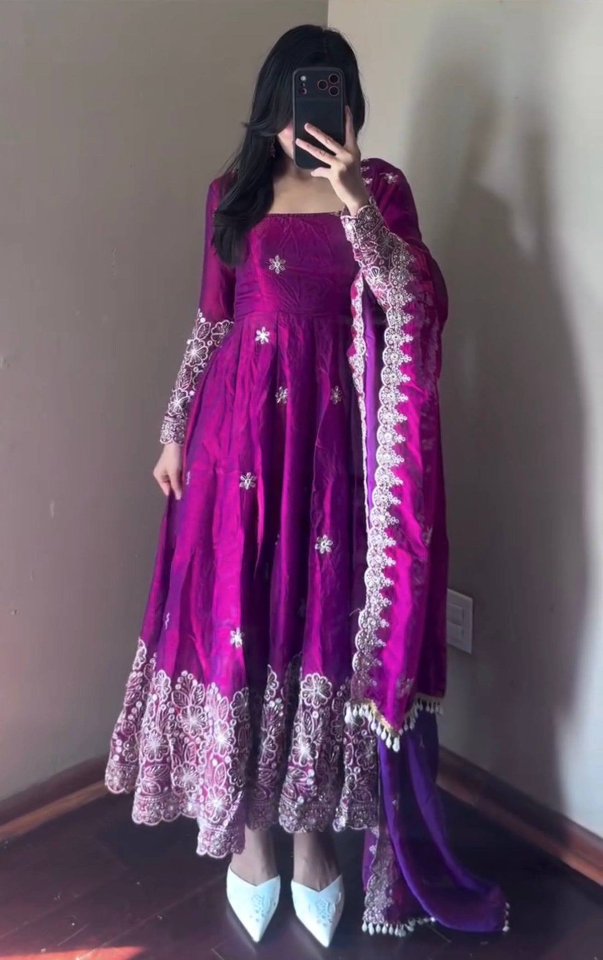 CANDY CRUSH Fendy Silk Sequin Embroidered Gown Pant Dupatta Set ClothsVilla