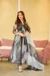 Load image into Gallery viewer, Zigzag Black &amp; Gray Foil Work Anarkali Set with Dupatta – Fully Flared &amp; Ready-to-Wear