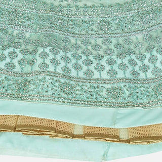 Summer Green Soft Net Embroidery and Zaken Work Lehenga choli ClothsVilla