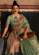 Load image into Gallery viewer, Fern Green Zari Woven Tissue Silk Saree Clothsvilla