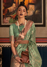 Load image into Gallery viewer, Fern Green Zari Woven Tissue Silk Saree Clothsvilla