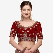 Load image into Gallery viewer, Maroon Color Heavy Bridal Lehenga with Dual Sandwich And Stone Work ClothsVilla