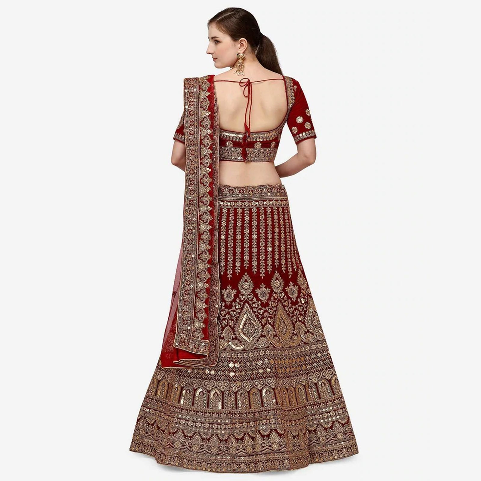 Maroon Color Heavy Bridal Lehenga with Dual Sandwich And Stone Work ClothsVilla