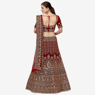 Maroon Color Heavy Bridal Lehenga with Dual Sandwich And Stone Work ClothsVilla