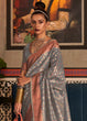Load image into Gallery viewer, Steel Grey Zari Woven Tissue Silk Saree Clothsvilla
