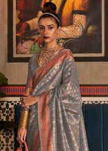 Load image into Gallery viewer, Steel Grey Zari Woven Tissue Silk Saree Clothsvilla