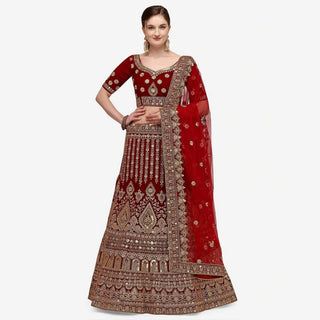 Maroon Color Heavy Bridal Lehenga with Dual Sandwich And Stone Work ClothsVilla