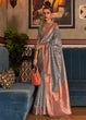 Load image into Gallery viewer, Steel Grey Zari Woven Tissue Silk Saree Clothsvilla