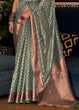 Load image into Gallery viewer, Viridian Green Zari Woven Tissue Silk Saree Clothsvilla