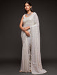 Load image into Gallery viewer, Beautiful Pearl White Sequined Georgette Party Wear Saree ClothsVilla
