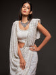 Load image into Gallery viewer, Beautiful Pearl White Sequined Georgette Party Wear Saree ClothsVilla
