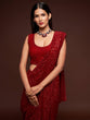 Load image into Gallery viewer, Hot Ruby Red Sequined Georgette Party Wear Saree ClothsVilla