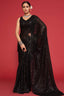 Adorable Black Sequined Georgette Party Wear Saree ClothsVilla