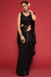 Load image into Gallery viewer, Adorable Black Sequined Georgette Party Wear Saree ClothsVilla