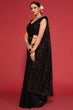 Load image into Gallery viewer, Adorable Black Sequined Georgette Party Wear Saree ClothsVilla