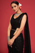 Load image into Gallery viewer, Adorable Black Sequined Georgette Party Wear Saree ClothsVilla