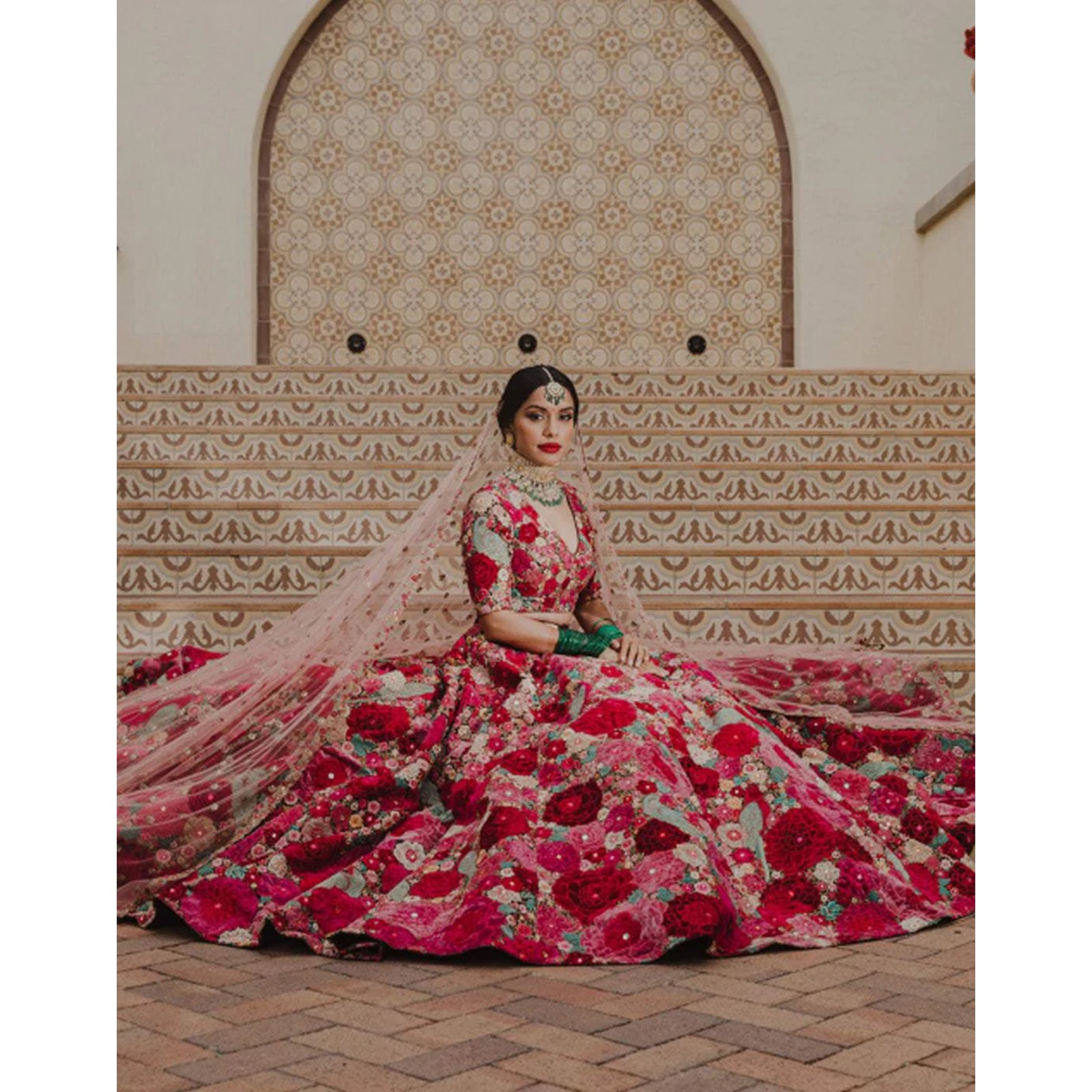 Maroon Lehenga Choli in Butter Silk with Print for Wedding ClothsVilla