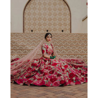 Maroon Lehenga Choli in Butter Silk with Print for Wedding ClothsVilla