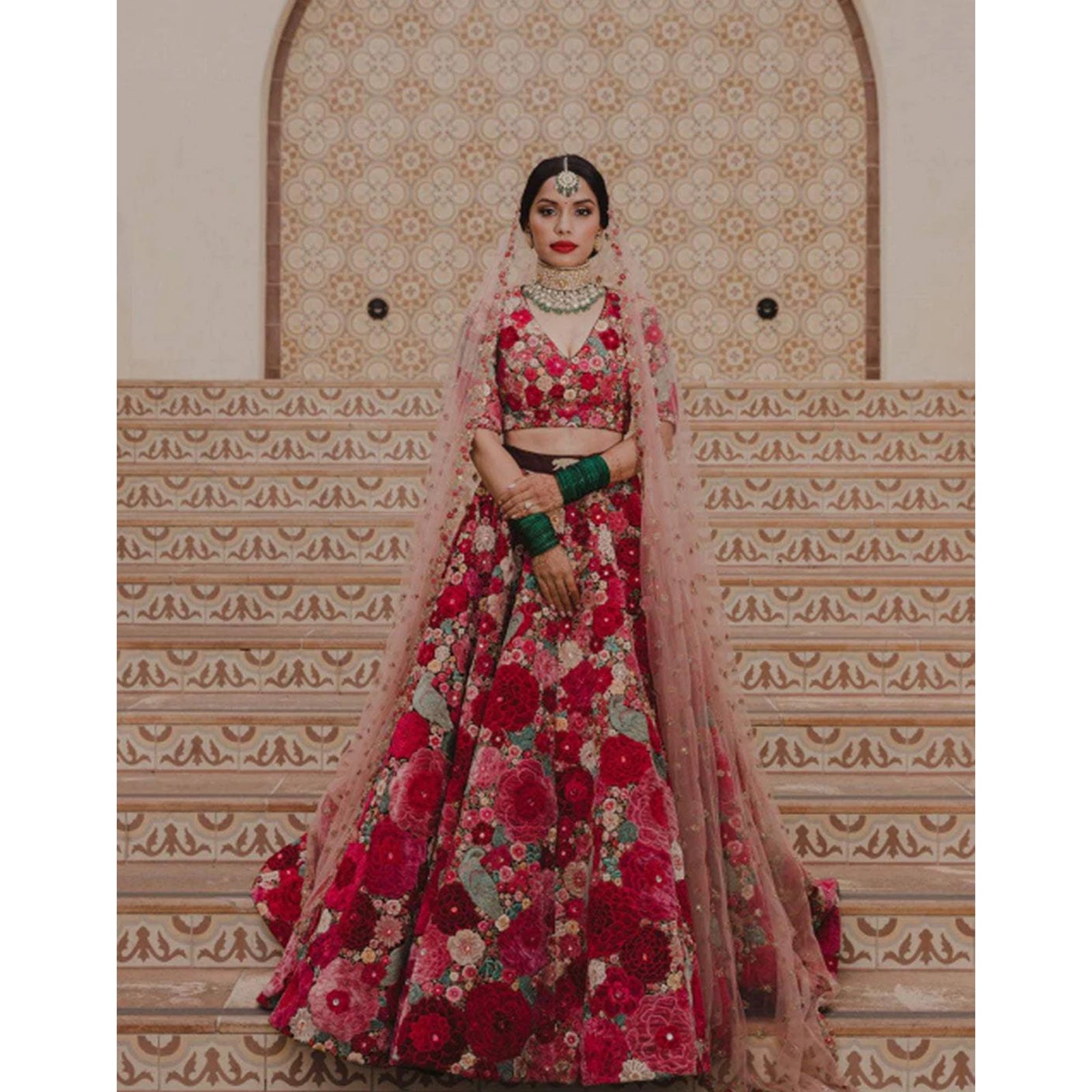 Maroon Lehenga Choli in Butter Silk with Print for Wedding ClothsVilla