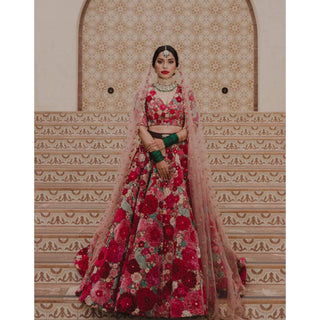 Maroon Lehenga Choli in Butter Silk with Print for Wedding ClothsVilla