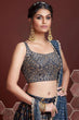 Load image into Gallery viewer, Navy Blue Printed Chinnon Silk Lehenga With Mirror Work Choli Clothsvilla