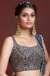 Load image into Gallery viewer, Navy Blue Printed Chinnon Silk Lehenga With Mirror Work Choli Clothsvilla