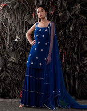 Load image into Gallery viewer, Lepis Blue color Sharara set with Embroidery work ClothsVilla