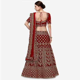 Maroon Velvet Heavy Bridal Lehenga Choli ClothsVilla