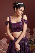 Load image into Gallery viewer, Wonderful Purple Sequins Embordered Soft Net Party Wear Lehenga ClothsVilla