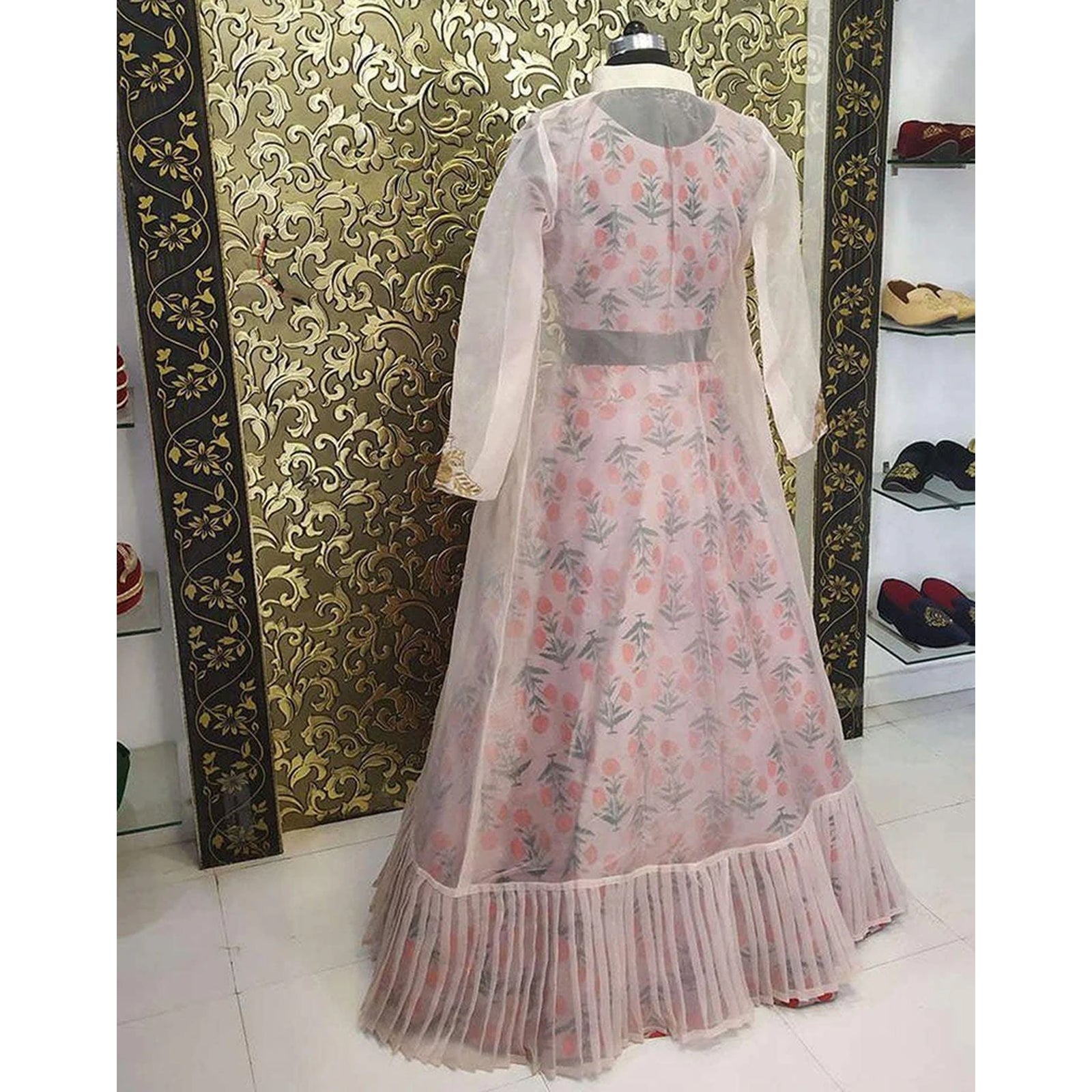 Miraculous Printed Cotton And Net Peach Party Wear Lehenga Choli ClothsVilla