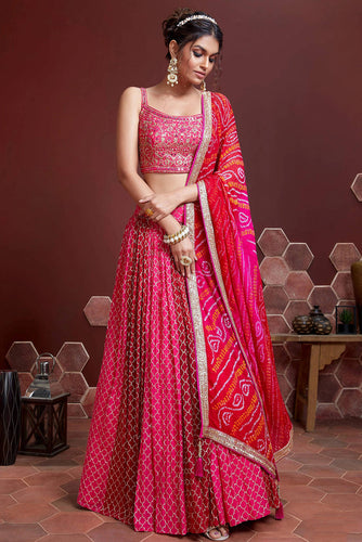 Designer Embroidered Semi Stitched Pink Lehenga Choli - Khushbu Fashion