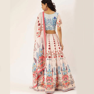 Multicolored Lehenga Choli with Maslin Silk Dupatta ClothsVilla
