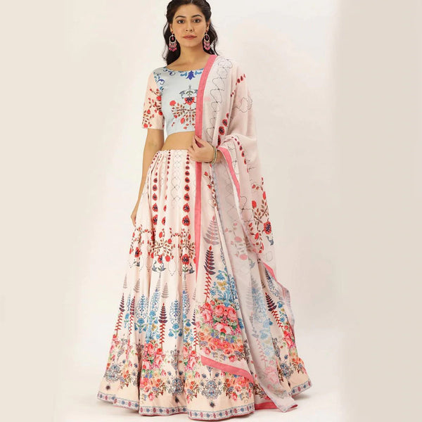 Multicolored Lehenga Choli with Maslin Silk Dupatta ClothsVilla